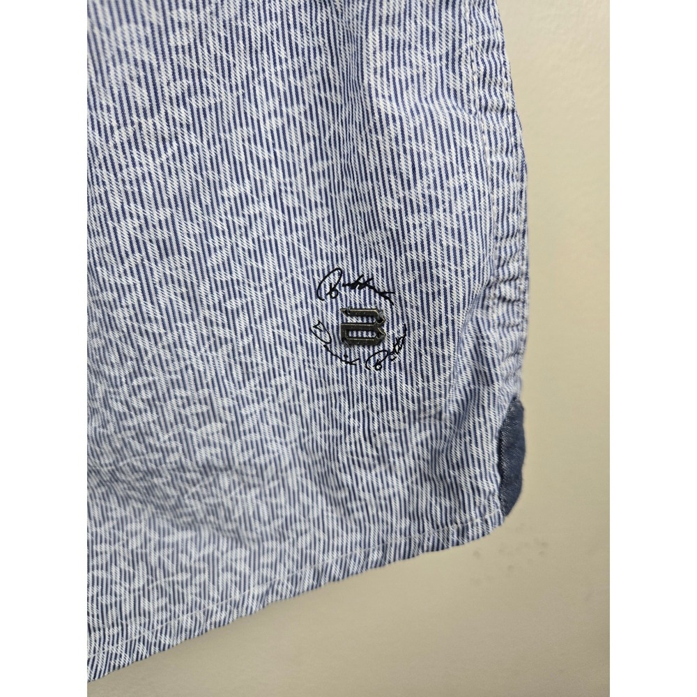 Buffalo David Bitton Mens XXL Slim Fit Short Sleeve Button Down Shirt Blue White - Picture 6 of 16